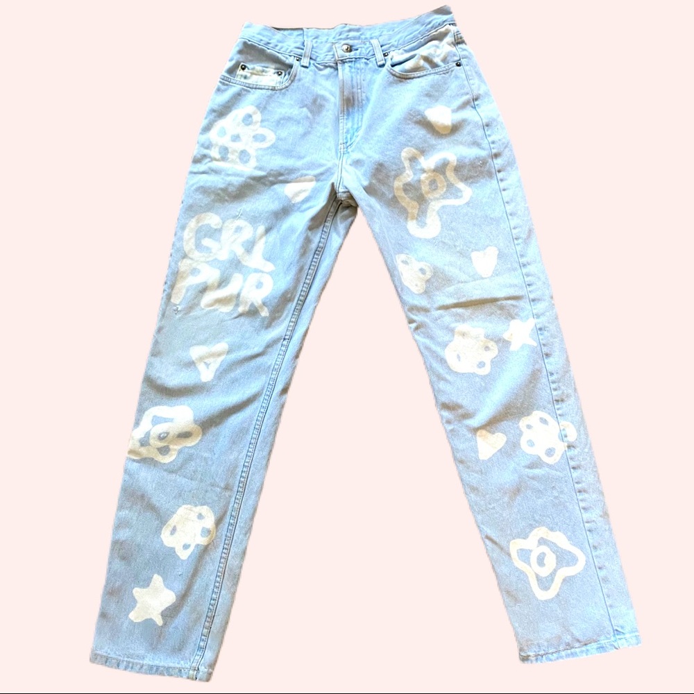 GRL PWR custom bleached mom jeans